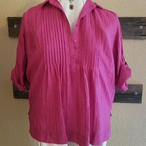 Travelsmith 3/4 Sleeve Blouse Fuschia 2x